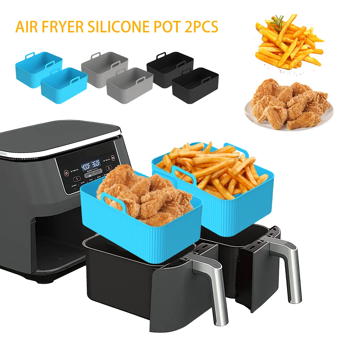 Air Fryer Silicone Pot Liner - 2 pçs forro de silicone da
