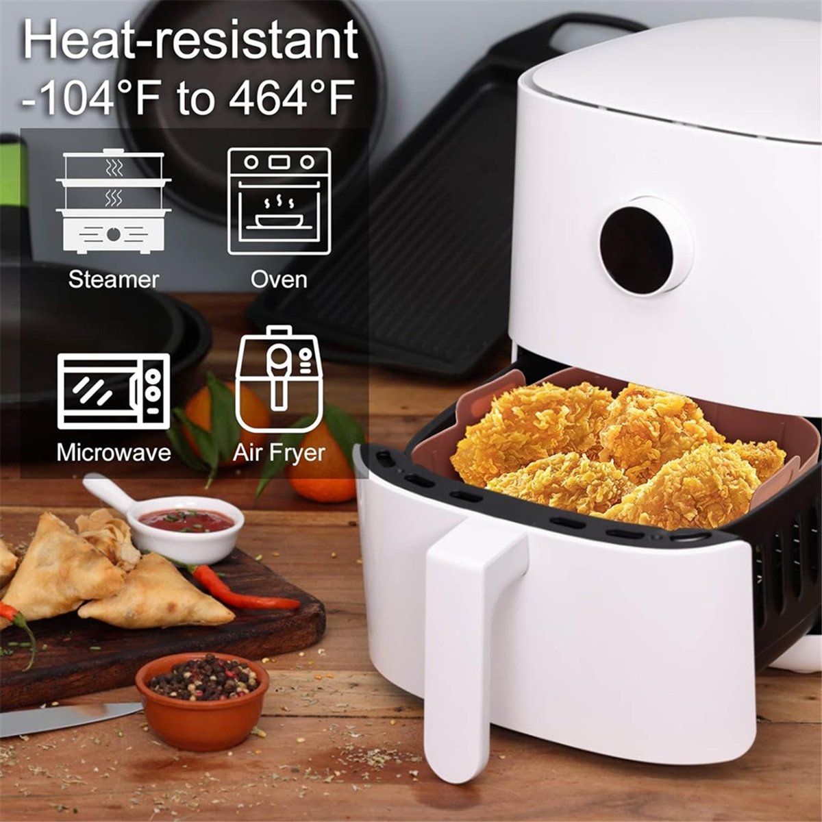 Air Fryer Silicone Pot Liner - M10K 3 Peças Forros de Silicone