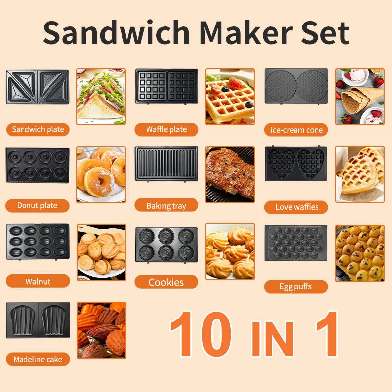 Mini Waffle Maker Machine - Aparelhos Domésticos 220/110V, Máquina de Fazer