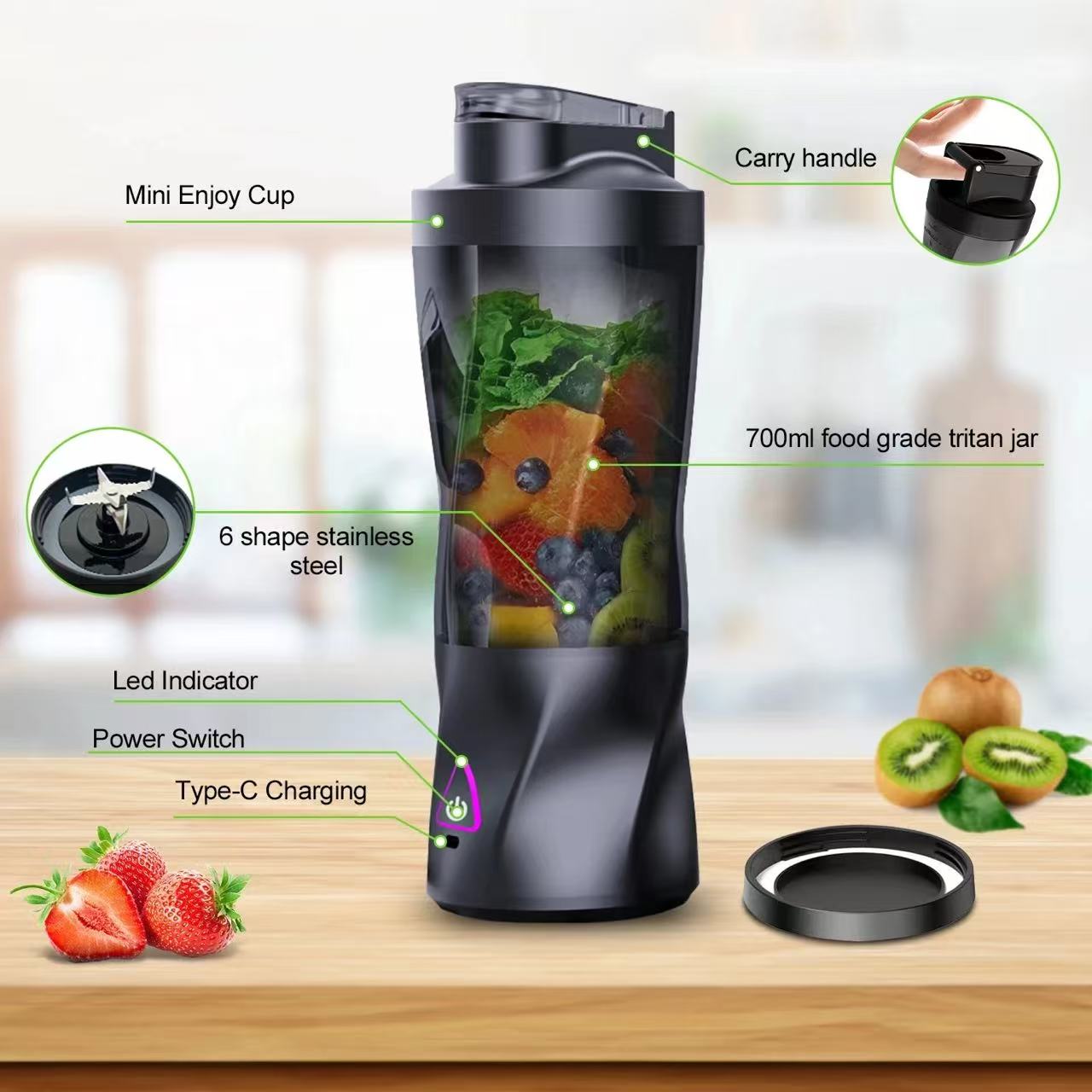Liquidificador Elétrico Portát - Portable Blender Usb Rechargeable avaliação e preço