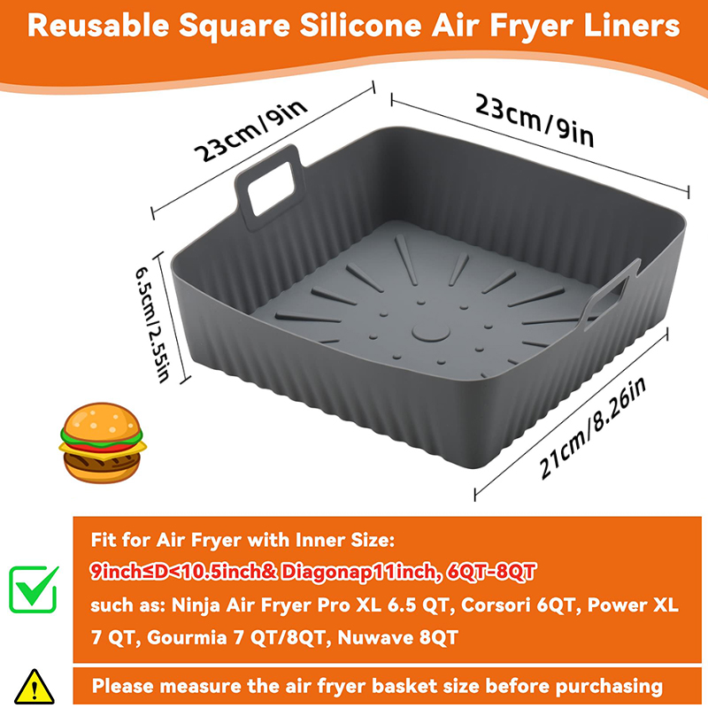 Moldes quadrados grandes dos f - Air Fryer Silicone Pot Liner avaliação e preço