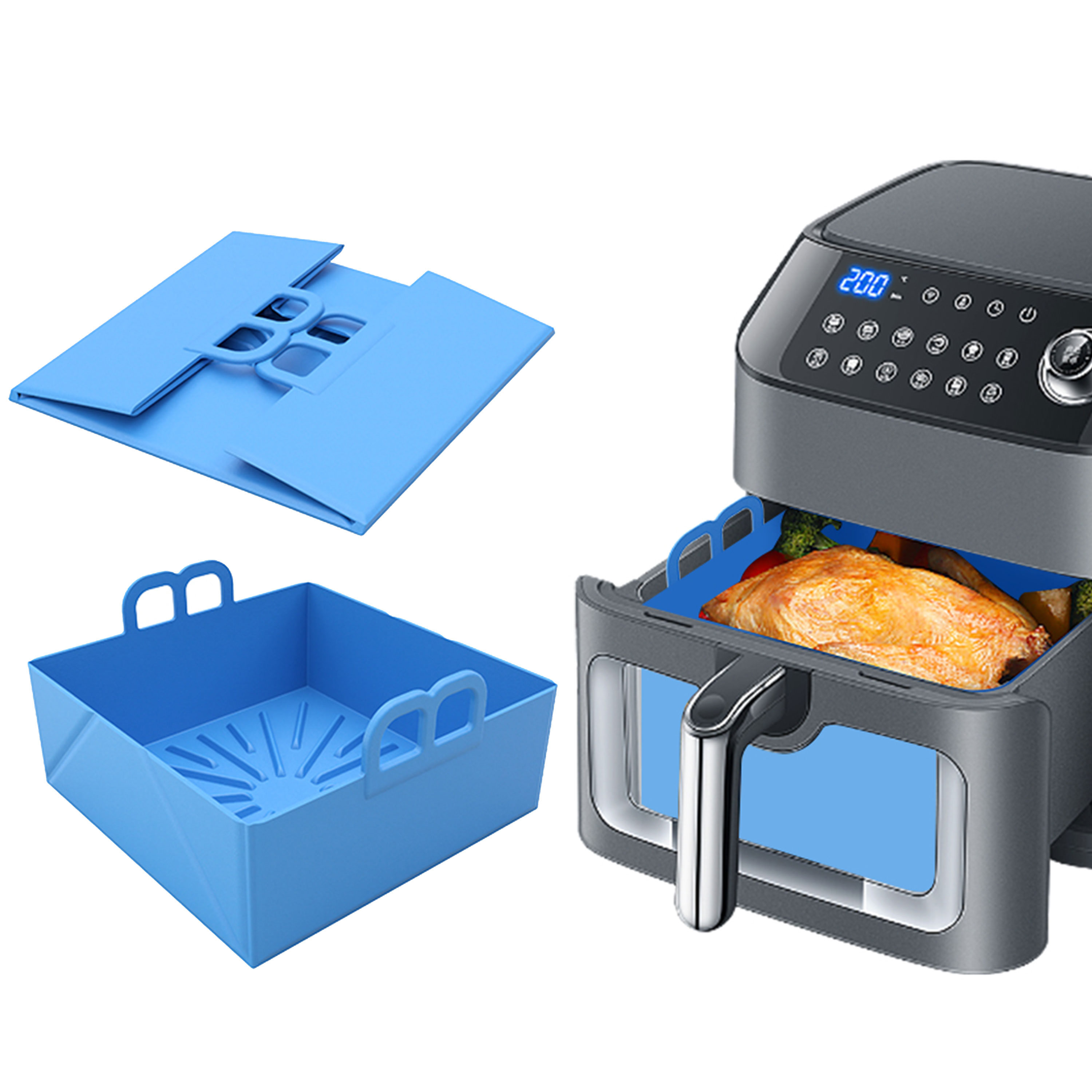Bandeja de silicone dobrável p - Air Fryer Silicone Pot Liner avaliação e preço