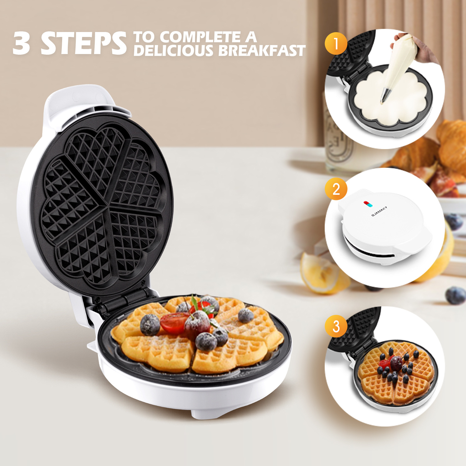 Moldes de waffle para café da  - Mini Waffle Maker Machine avaliação e preço