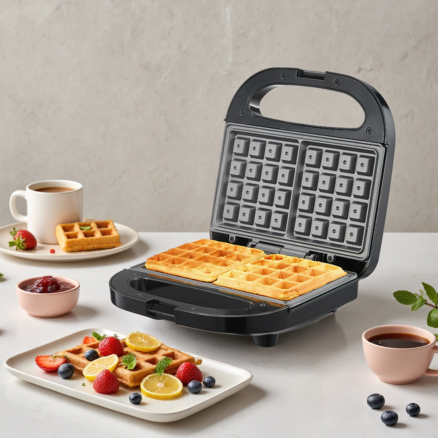 Máquina de Waffle Belga para 2 - Mini Waffle Maker Machine avaliação e preço