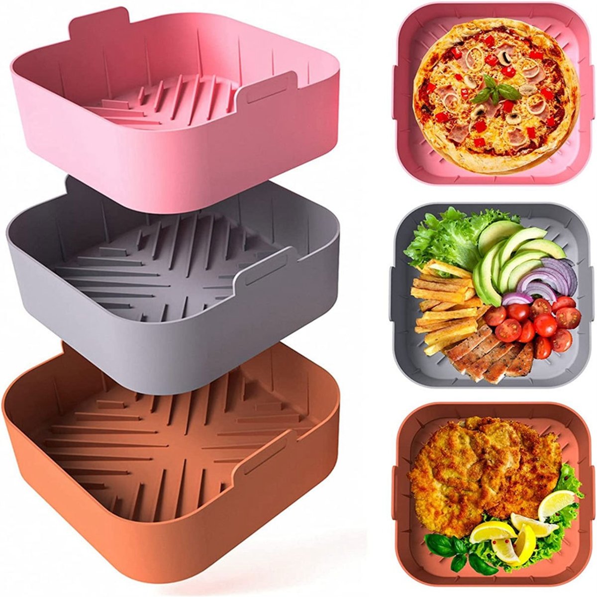 M10K 3 Peças Forros de Silicon - Air Fryer Silicone Pot Liner avaliação e preço