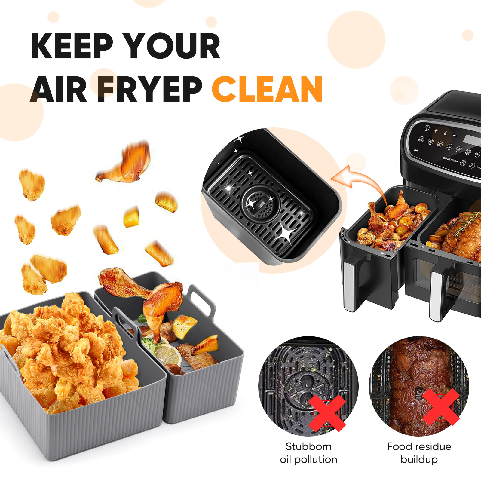 2 pçs conjunto de silicone fri - Air Fryer Silicone Pot Liner avaliação e preço